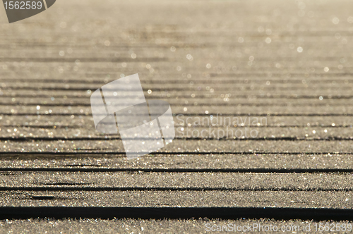 Image of footbridge with ice crystals