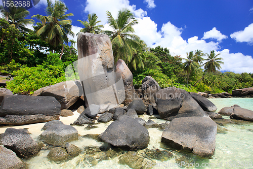 Image of Beautiful rocky coast in Seychelles