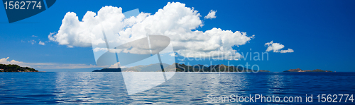 Image of Panorama of tropical islands and big cloud