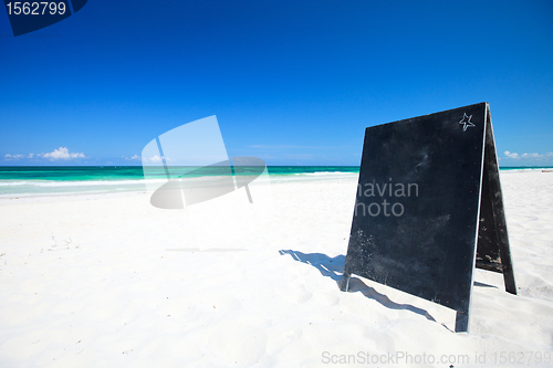 Image of Blackboard on tropical beach