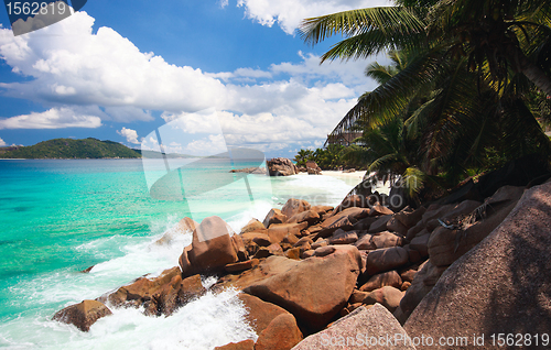 Image of Beautiful rocky coast in Seychelles