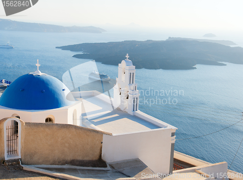 Image of Blue domed church in Santorini