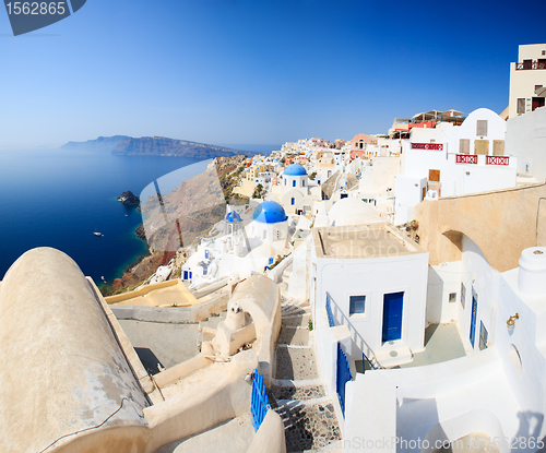 Image of Traditional white and blue village in Santorini