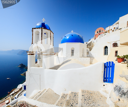 Image of Classical Greek style church in Santorini, Greece