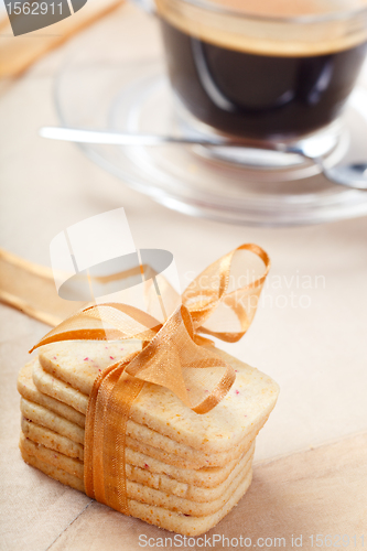 Image of Stacked cookies and coffee