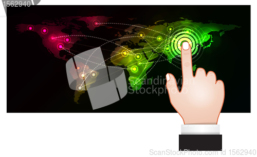 Image of Hand pressing a map point