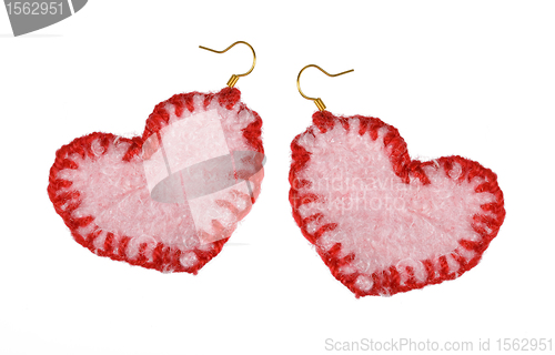 Image of Earrings hearts of the jersey.  Gift for Valentine's Day.