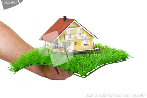 Image of Model house on grass meadow