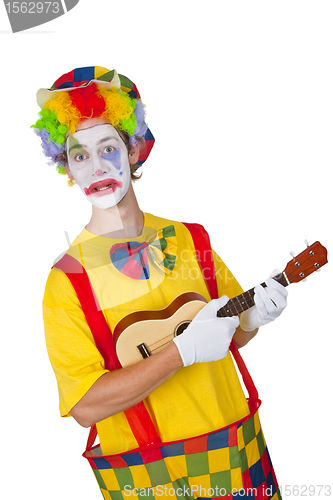 Image of Colorful clown with ukulele