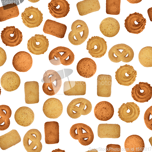 Image of Butter cookies on white - seamless texture