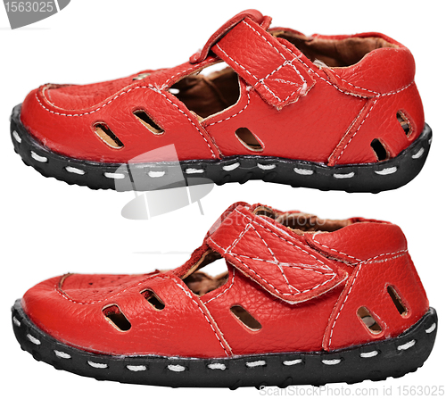 Image of Kids red leather sandals on white