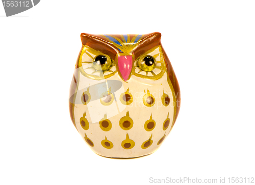 Image of turkey owl decorative color clay figurine isolated 