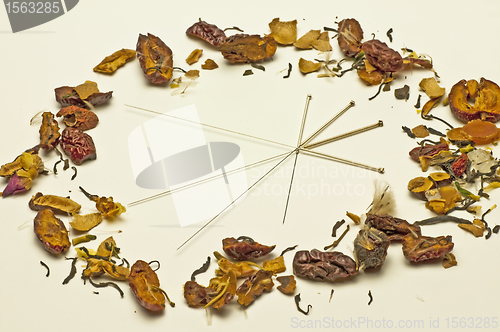 Image of Acupuncture needle and chinese herbs