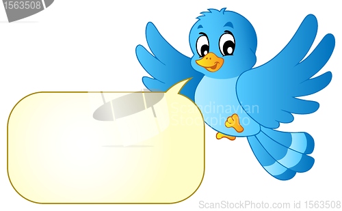 Image of Blue bird with comics bubble