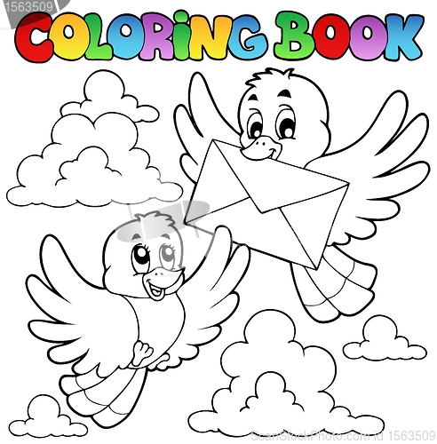 Image of Coloring book birds with envelope