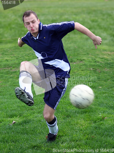 Image of Soccer player hitting a ball