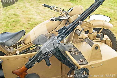 Image of motorcycle with sidecar of the 2.world war