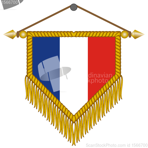 Image of vector pennant with the flag of France