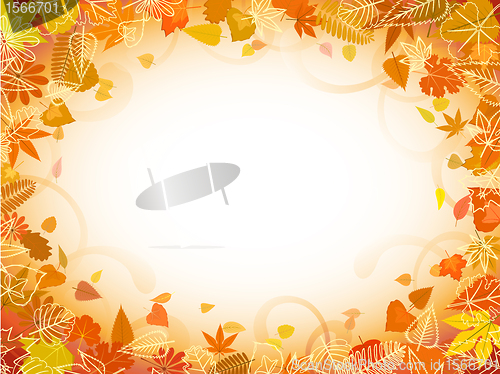 Image of Autumn leaf frame with space for text