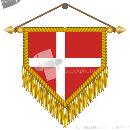 Image of vector pennant with the flag of Denmark