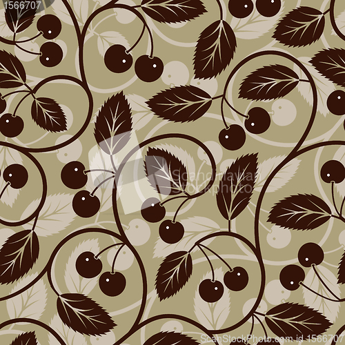 Image of Seamless cherry with leaf background