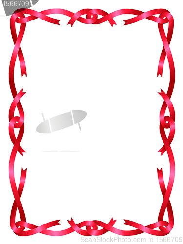 Image of Red ribbon frame isolated on white