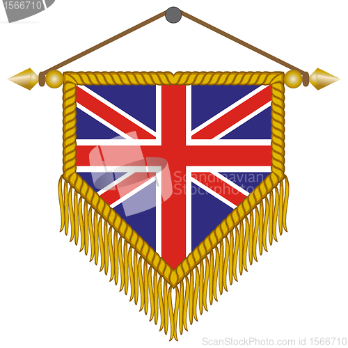 Image of vector pennant with the flag of Great Britain