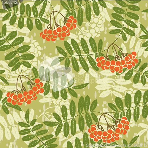 Image of background of red rowan seamless pattern