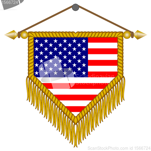 Image of vector pennant with the flag of USA America