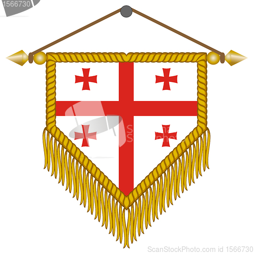 Image of vector pennant with the flag of Georgia