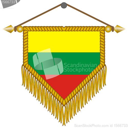 Image of vector pennant with the flag of Lithuania