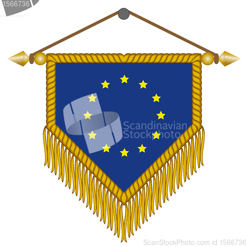 Image of vector pennant with the flag of European Union