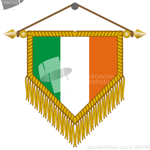 Image of vector pennant with the flag of Ireland