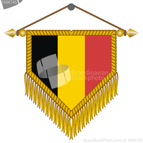 Image of vector pennant with the flag of Belgium