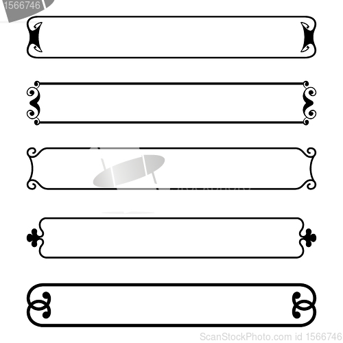 Image of set of simple black banners border frame