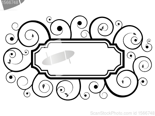 Image of black floral swirl frame pattern