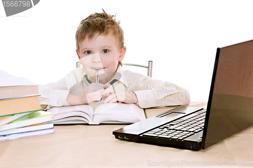 Image of pupil with pen