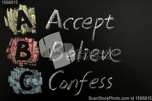 Image of Acronym of ABC - Accept, believe, confess