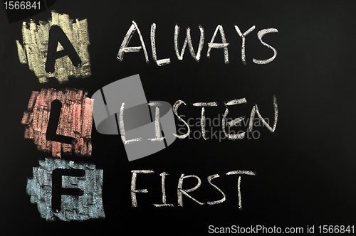 Image of Acronym of ABC - Always Listen First