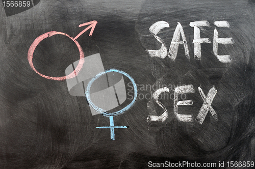 Image of Safe sex concept with gender symbols