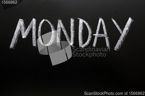 Image of Monday written on a blackboard