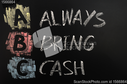 Image of Acronym of ABC - Always bring cash