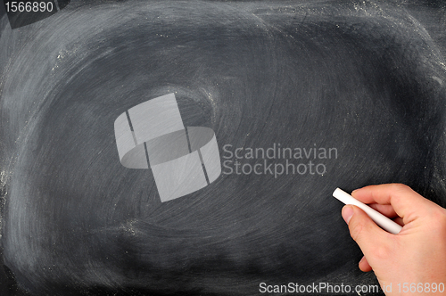 Image of Blackboard background with a hand hold chalk