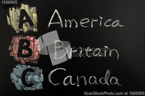 Image of Acronym of ABC - America, Britain, Canada