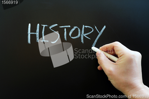 Image of Writing the word history on a blackboard
