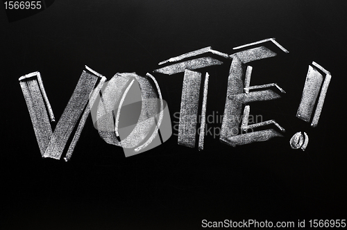 Image of Vote word written on a blackboard