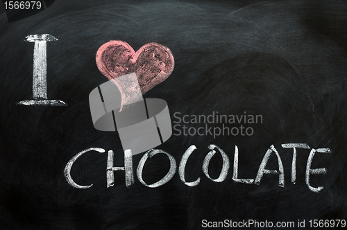 Image of I love chocolate - text written on a blackboard