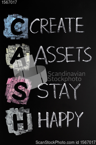Image of Cash acronym - create assets,stay happy
