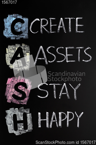 Image of Cash acronym - create assets,stay happy