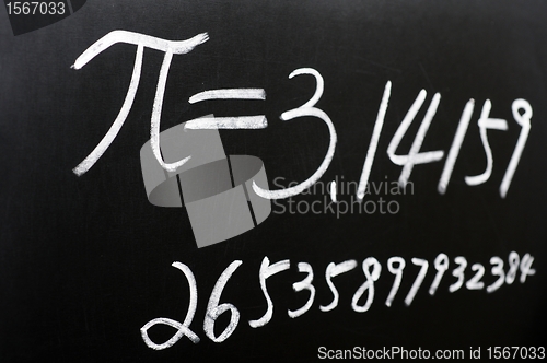 Image of Pi written on a blackboard